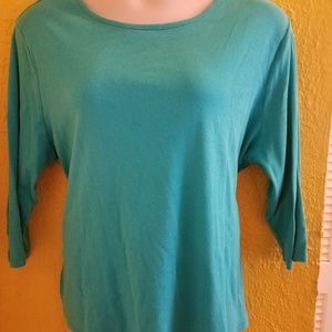 Teal 3/4 Sleeve Shirt Top PLUS size 26 28 3X